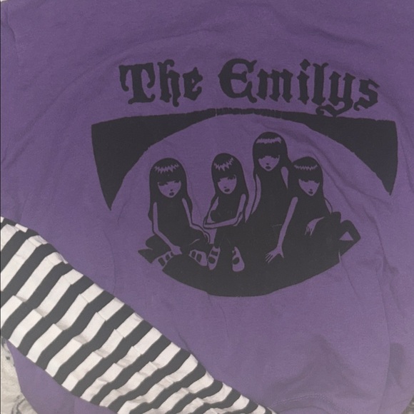 Ghoul Group Emily Strange Dolls Kill Longsleeve Purple striped top velvet - Picture 2 of 4